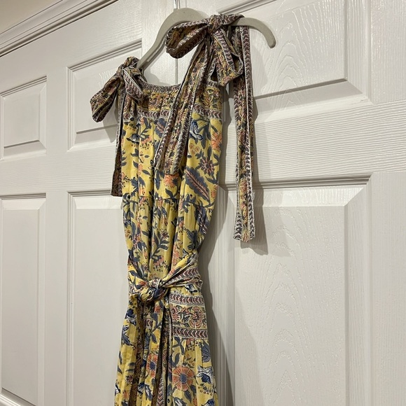 SUE SARTOR Annabel Dress Womens Floral Yellow Blue Size Small - Picture 3 of 10